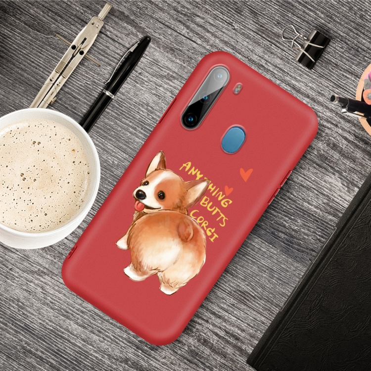 

For Galaxy A21 Cartoon Animal Pattern Shockproof TPU Protective Case(Red Corgi)
