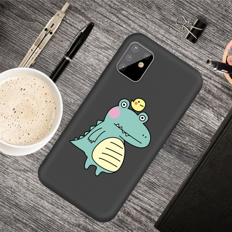 

For Galaxy A81 & Note 10 Lite Cartoon Animal Pattern Shockproof TPU Protective Case(Black Crocodile Bird)