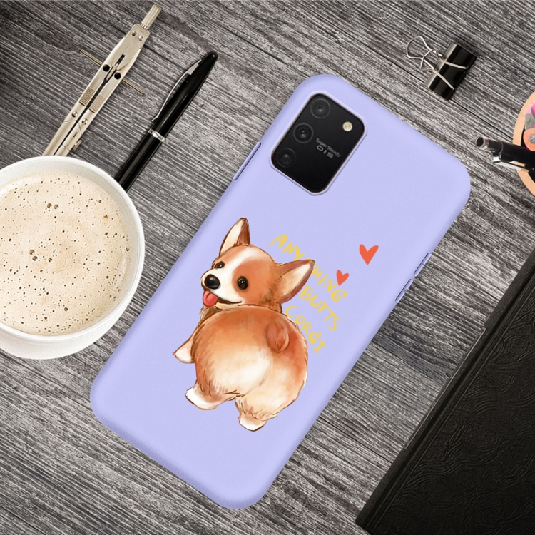 

For Galaxy A91 & S10 Lite Cartoon Animal Pattern Shockproof TPU Protective Case(Purple Corgi)
