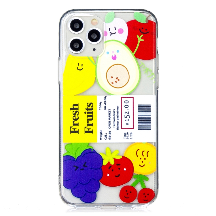 

For iPhone 11 Pro Max Transparent TPU Pattern Protective Case(Fruit)