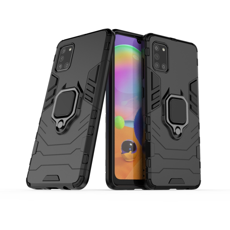 

For Galaxy A31 PC + TPU Shockproof Protective Case with Magnetic Ring Holder(Black)