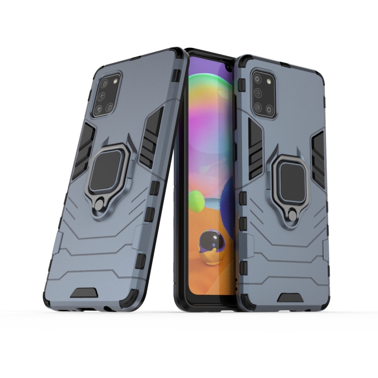 

For Galaxy A31 PC + TPU Shockproof Protective Case with Magnetic Ring Holder(Navy)