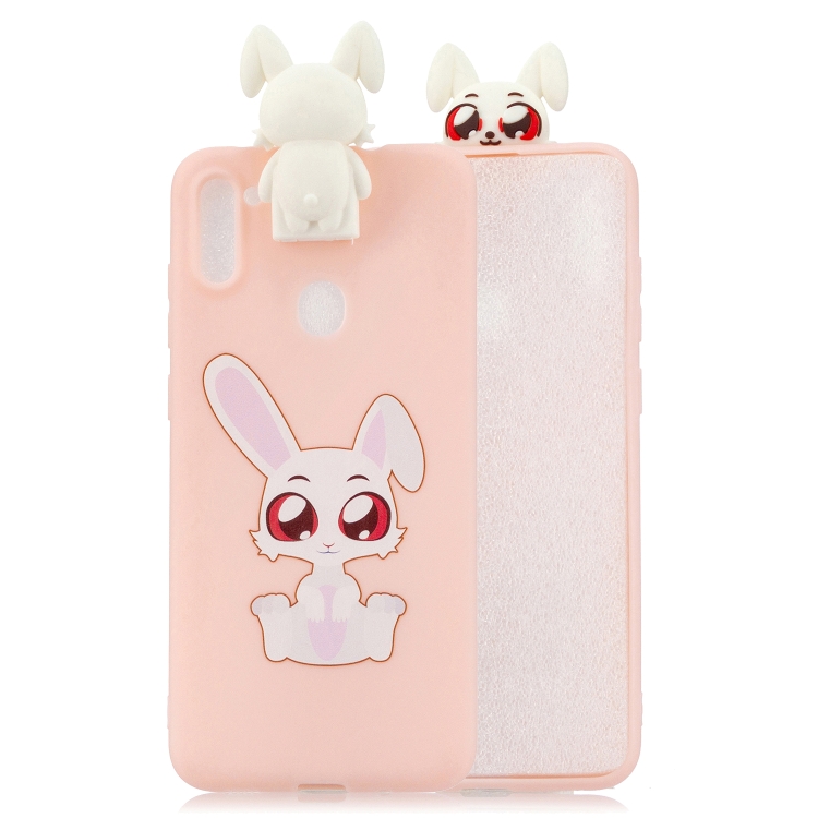 

For Galaxy A11 Cartoon Shockproof TPU Protective Case with Holder(Big Eared Rabbit)