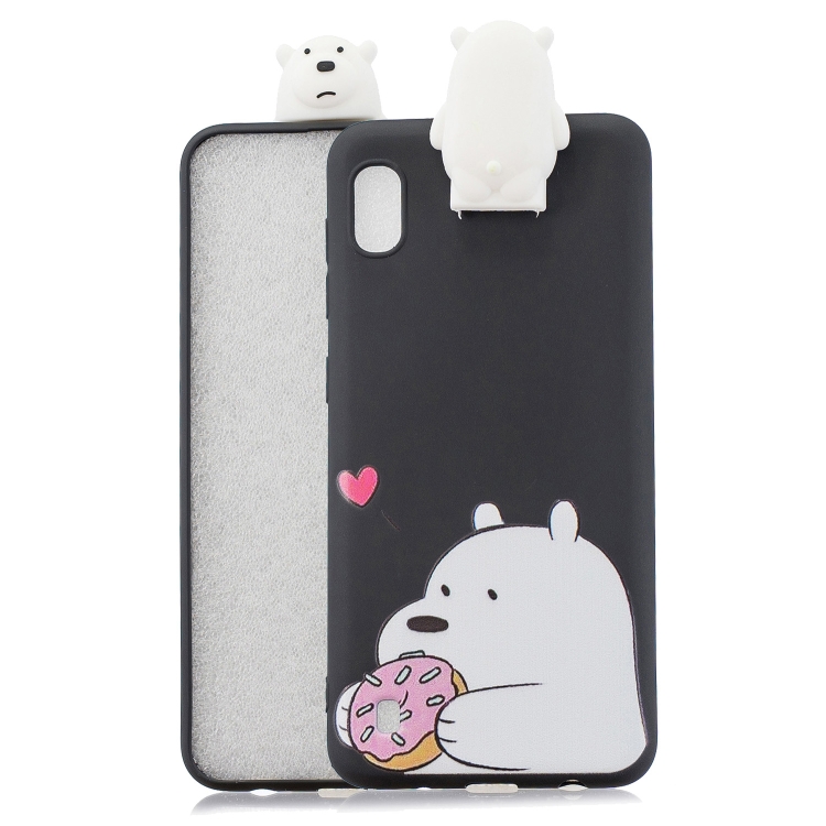 

For Galaxy A01 Cartoon Shockproof TPU Protective Case with Holder(Big White Bear)