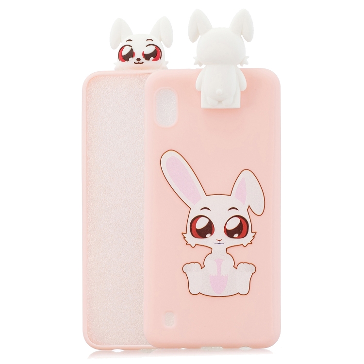

For Galaxy A01 Cartoon Shockproof TPU Protective Case with Holder(Big Eared Rabbit)
