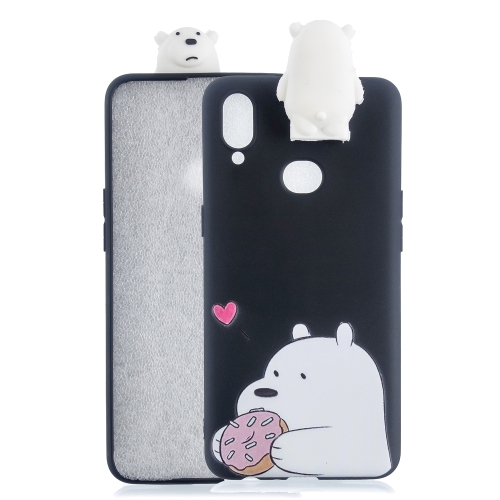 

For Galaxy A10s Cartoon Shockproof TPU Protective Case with Holder(Big White Bear)