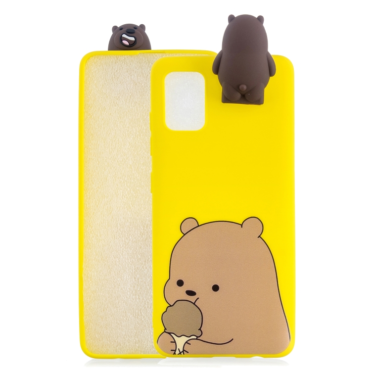 

For Galaxy A41 Cartoon Shockproof TPU Protective Case with Holder(Bracket Brown Bear)
