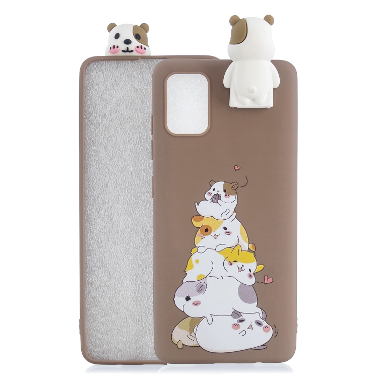 

For Galaxy A51 Cartoon Shockproof TPU Protective Case with Holder(Stack Of Hamsters)