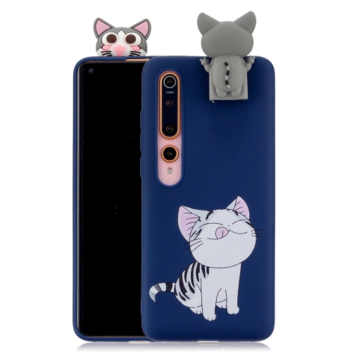 

For Xiaomi Mi 10 Cartoon Shockproof TPU Protective Case with Holder(Licking Cat)