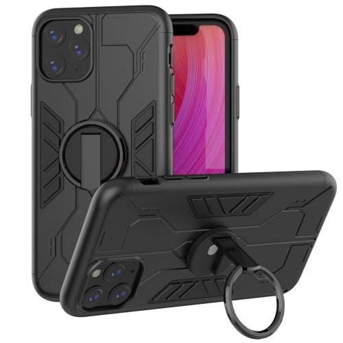 

For iPhone 11 Pro Max Tank Three-stage Splicing Shockproof TPU + PC + Metal Case with Ring Holder(Black)