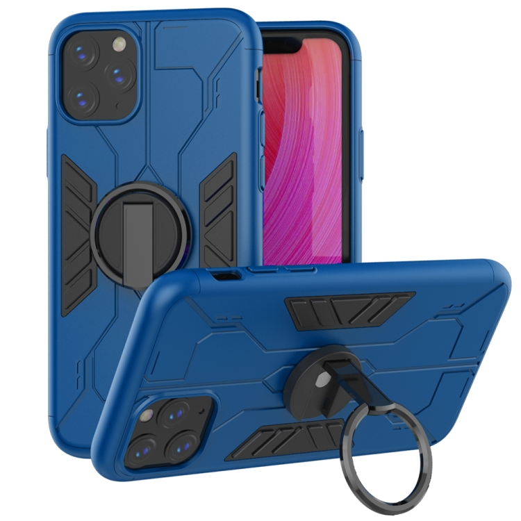 

For iPhone 11 Pro Max Tank Three-stage Splicing Shockproof TPU + PC + Metal Case with Ring Holder(Blue)