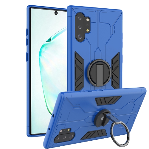 

For Galaxy Note10+ Tank Three-stage Splicing Shockproof TPU + PC + Metal Case with Ring Holder(Blue)