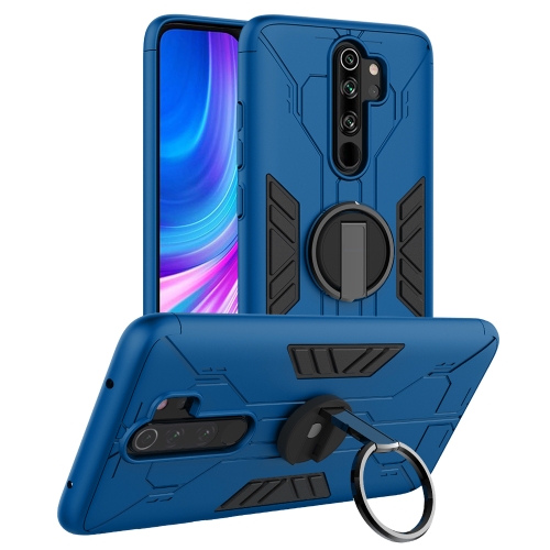 

For Xiaomi Redmi Note 8 Pro Tank Three-stage Splicing Shockproof TPU + PC + Metal Case with Ring Holder(Blue)