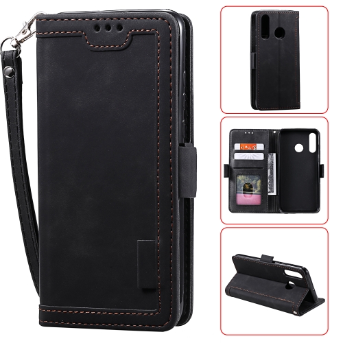 

For Huawei Y6(2019) Retro Splicing Horizontal Flip Leather Case with Card Slots & Holder & Wallet(Black)