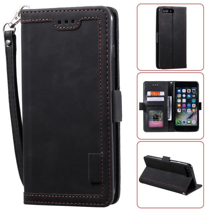 

For iPhone 7 Plus / 8 Plus Retro Splicing Horizontal Flip Leather Case with Card Slots & Holder & Wallet(Black)