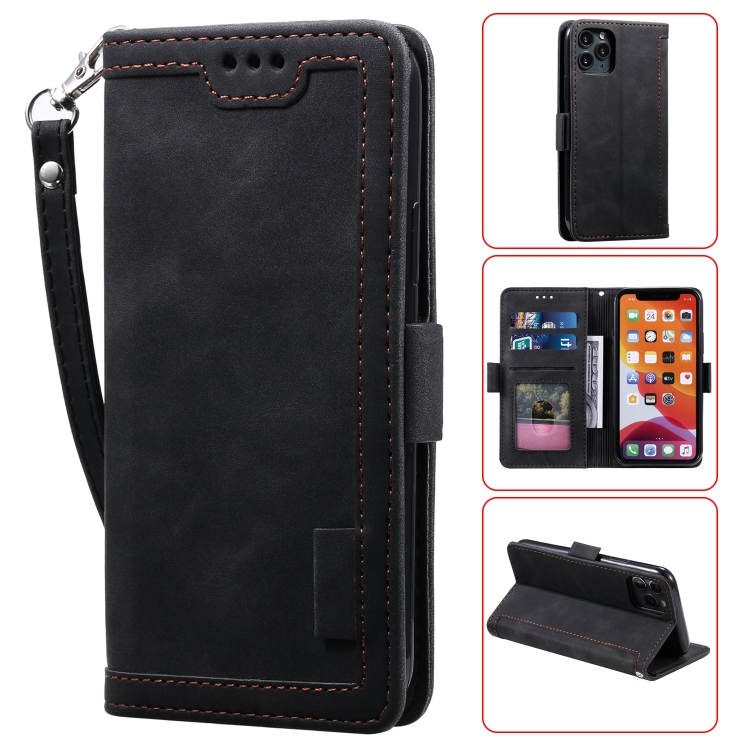 

For iPhone 11 Pro Retro Splicing Horizontal Flip Leather Case with Card Slots & Holder & Wallet(Black)