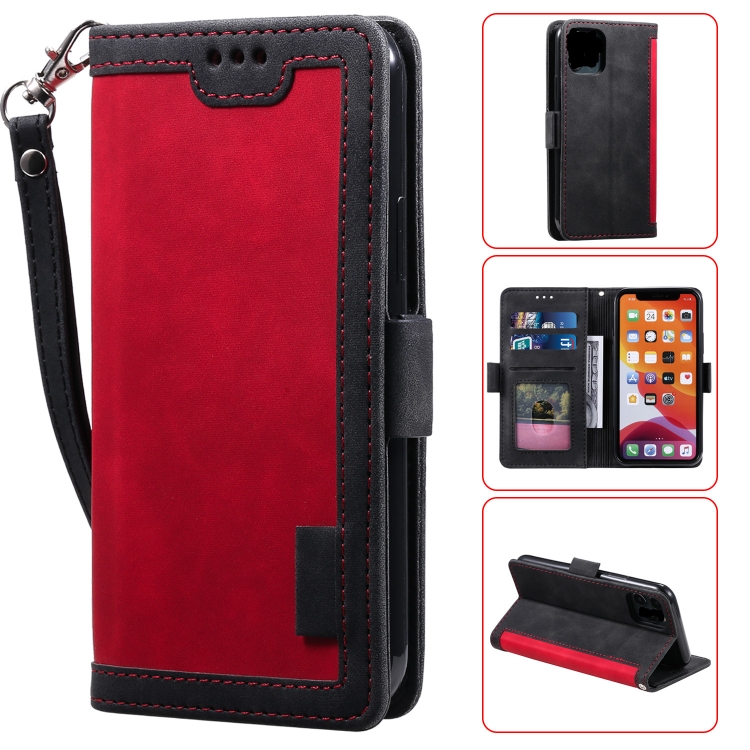 

For iPhone 11 Retro Splicing Horizontal Flip Leather Case with Card Slots & Holder & Wallet(Red)