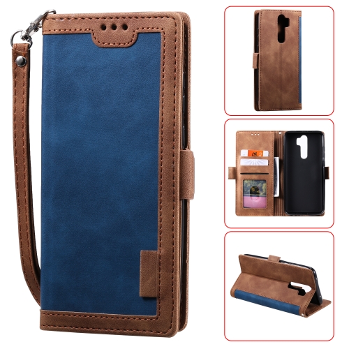 

For Xiaomi Redmi Note 8 Pro Retro Splicing Horizontal Flip Leather Case with Card Slots & Holder & Wallet(Blue)