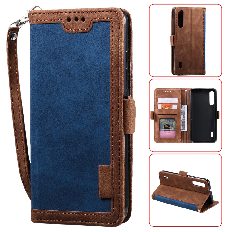 

For Xiaomi Mi A3 / CC9 Retro Splicing Horizontal Flip Leather Case with Card Slots & Holder & Wallet(Blue)