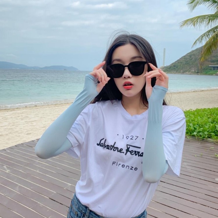 

Sunscreen Ice Silk Sleeve UV Protection Arm Sleeve, Size:Free Size(Blue)