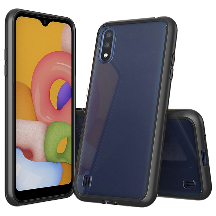 

For Galaxy A01 (EU Version) Shockproof Scratchproof TPU + Acrylic Protective Case(Black)