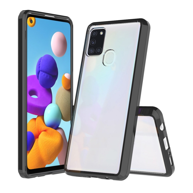 

For Galaxy A21S Shockproof Scratchproof TPU + Acrylic Protective Case(Black)