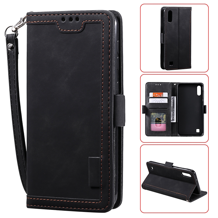 

For Galaxy A10 / M10 Retro Splicing Horizontal Flip Leather Case with Card Slots & Holder & Wallet(Black)