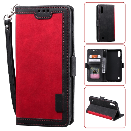 

For Galaxy A10 / M10 Retro Splicing Horizontal Flip Leather Case with Card Slots & Holder & Wallet(Red)