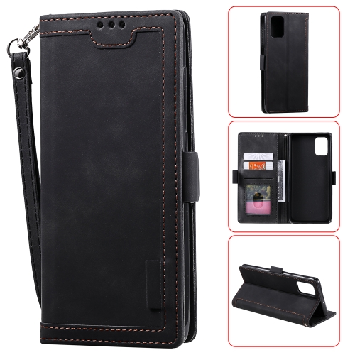 

For Galaxy A71 Retro Splicing Horizontal Flip Leather Case with Card Slots & Holder & Wallet(Black)