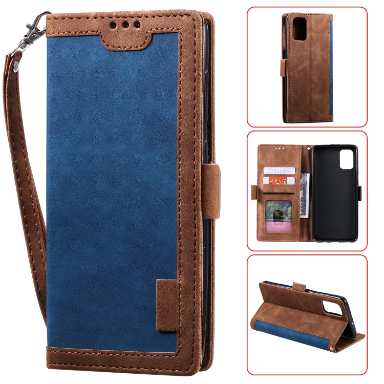 

For Galaxy A81 / Note 10 Lite Retro Splicing Horizontal Flip Leather Case with Card Slots & Holder & Wallet(Blue)