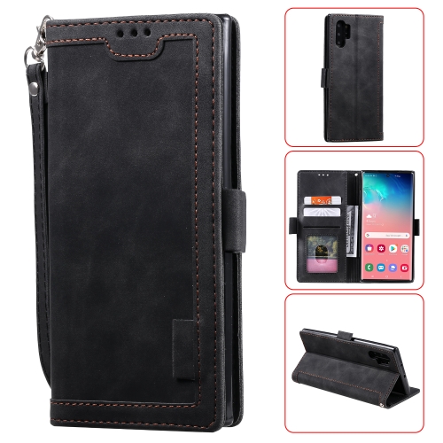 

For Galaxy Note 10 Pro Retro Splicing Horizontal Flip Leather Case with Card Slots & Holder & Wallet(Black)