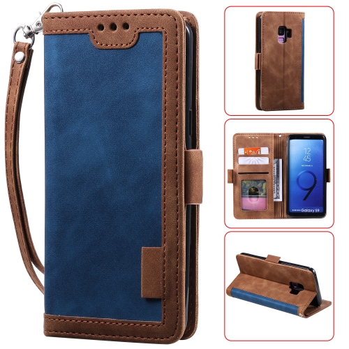 

For Galaxy S9 Retro Splicing Horizontal Flip Leather Case with Card Slots & Holder & Wallet(Blue)