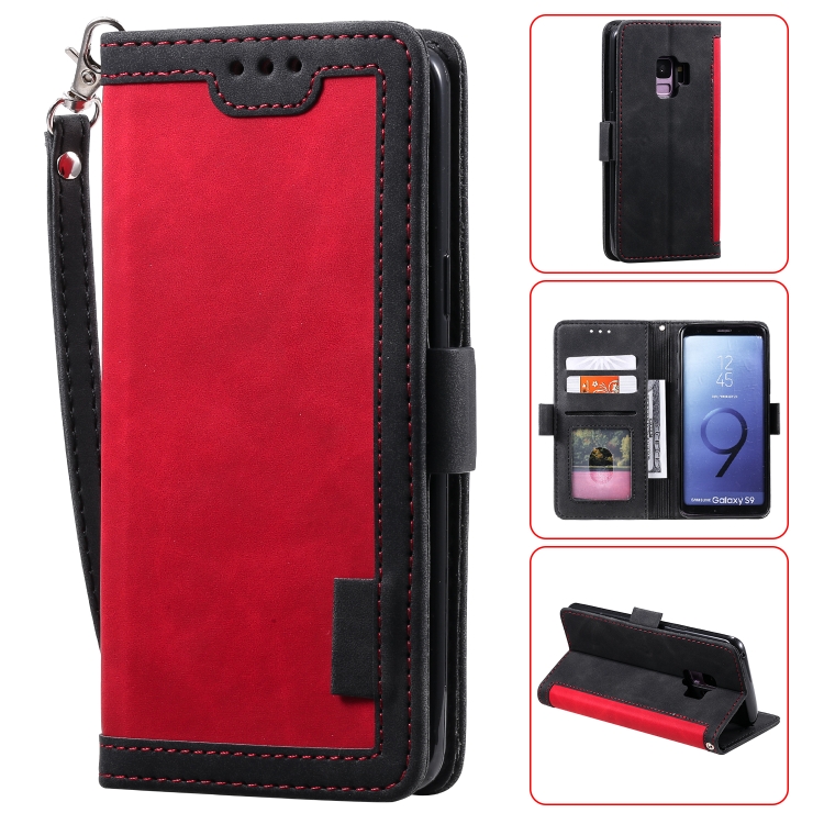 

For Galaxy S9 Plus Retro Splicing Horizontal Flip Leather Case with Card Slots & Holder & Wallet(Red)