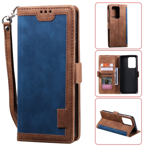 

For Galaxy S20 Ultra Retro Splicing Horizontal Flip Leather Case with Card Slots & Holder & Wallet(Blue)