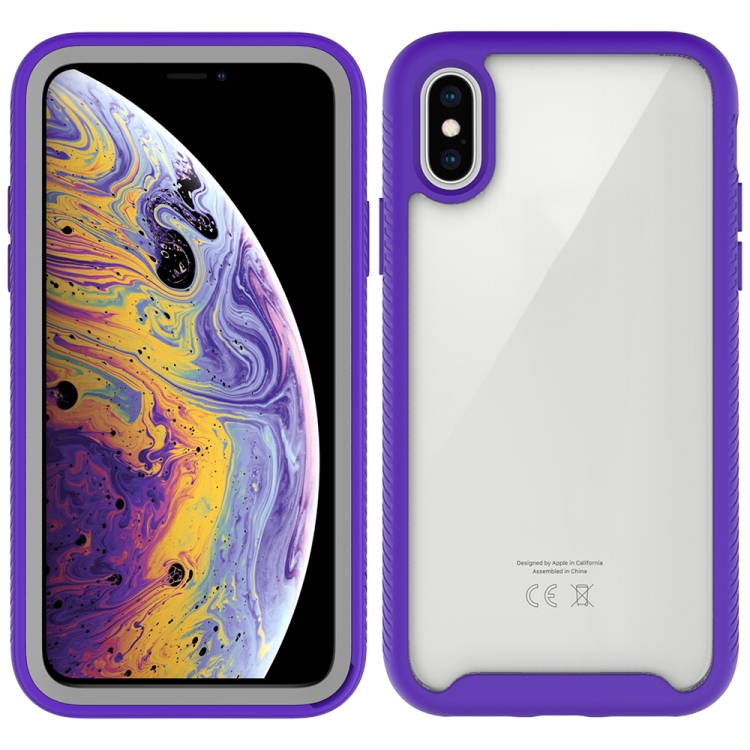 

For iPhone X Starry Sky Solid Color Series Shockproof PC + TPU Protective Case(Purple)