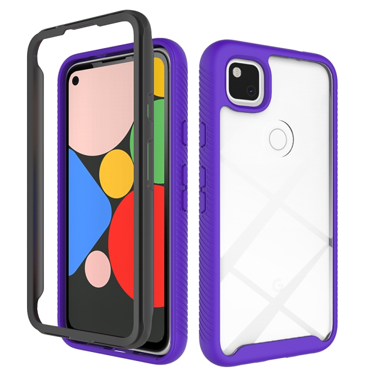 

For Google Pixel 4a Starry Sky Solid Color Series Shockproof PC + TPU Protective Case(Purple)