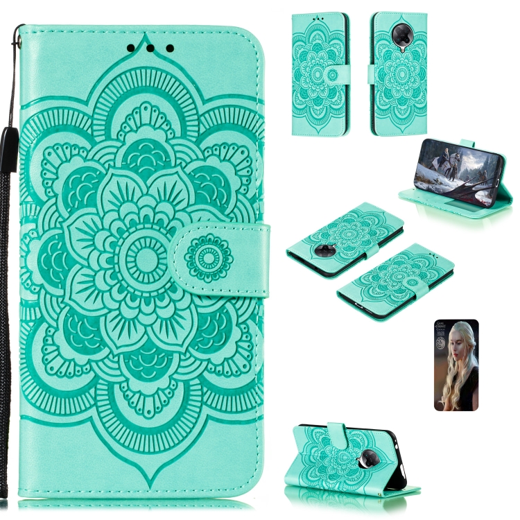

For Xiaomi Redmi K30 Pro Mandala Embossing Pattern Horizontal Flip PU Leather Case with Holder & Card Slots & Walle & Lanyard(Green)