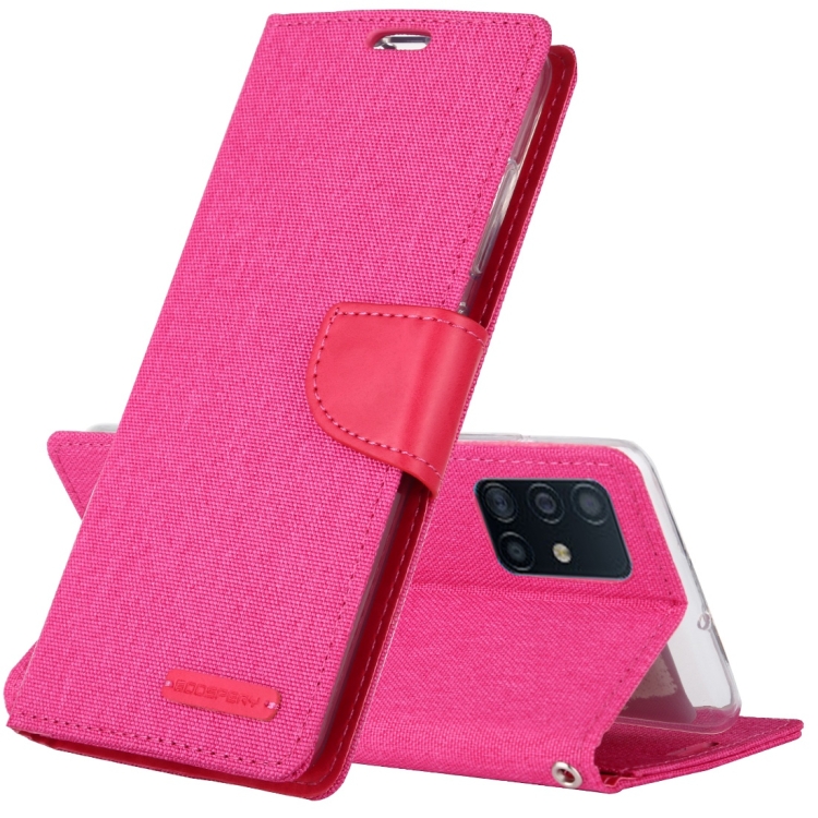 

For Galaxy A51 GOOSPERY CANVAS DIARY Canvas Texture Horizontal Flip PU Leather Case, with Holder & Card Slots & Wallet(Rose Red)