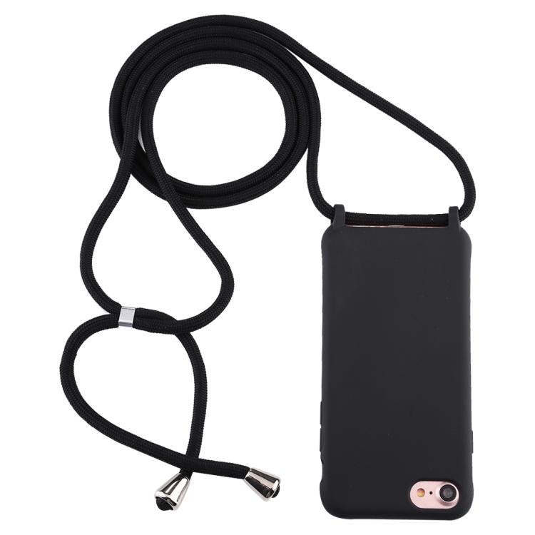 

For iPhone 6s / 6 Candy Color TPU Protective Case with Lanyard(Black)