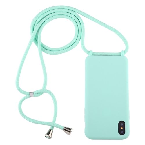 

For iPhone XS / X Candy Color TPU Protective Case with Lanyard(Mint Green)