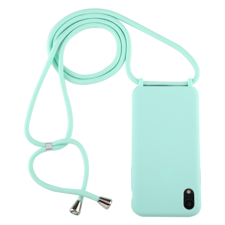 

For iPhone XR Candy Color TPU Protective Case with Lanyard(Mint Green)