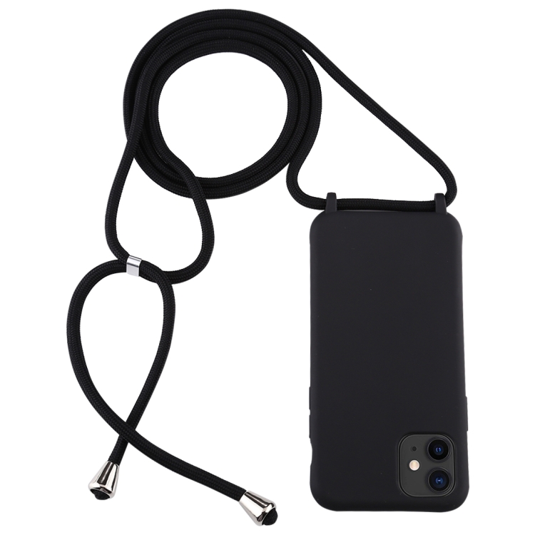 

For iPhone 11 Candy Color TPU Protective Case with Lanyard(Black)