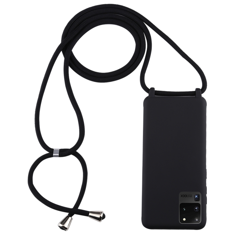 

For Galaxy S20 Ultra Candy Color TPU Protective Case with Lanyard(Black)
