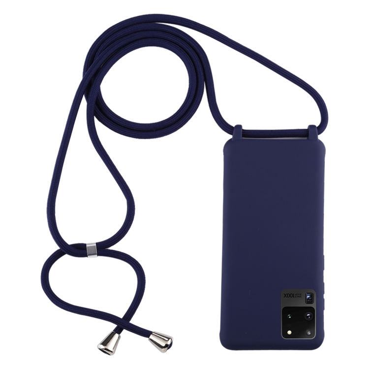 

For Galaxy S20 Ultra Candy Color TPU Protective Case with Lanyard(Dark Blue)