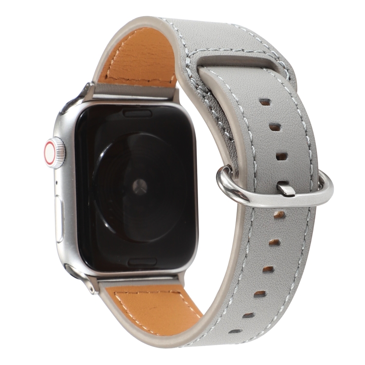 

For Apple Watch Series 5 & 4 40mm / 3 & 2 & 1 38mm Solid Color Genuine Leather Watchband(Grey)