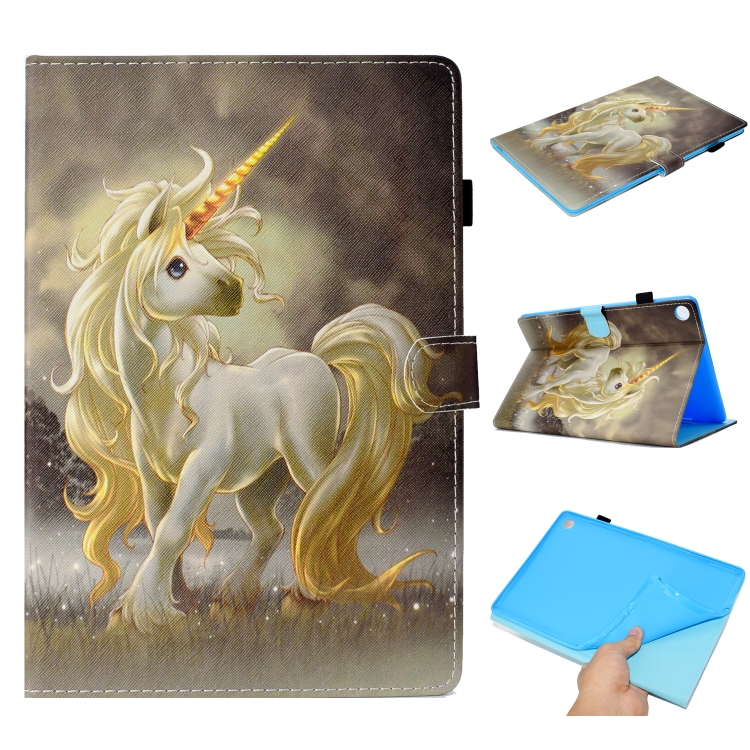 

For Huawei MediaPad M5 10 Painted Horizontal Flat Leather Case with Sleep Function & Card Slot & Buckle Anti-skid Strip & Bracket & Wallet(Unicorn)