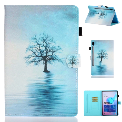 

For Galaxy Tab S6 T860 Painted Horizontal Flat Leather Case with Sleep Function & Card Slot & Buckle Anti-skid Strip & Bracket & Wallet(Tree in Water)