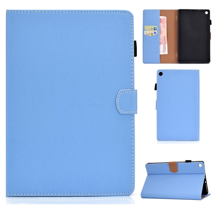 

For Kindle Fire HD8 2016 / 2017 Solid Color Tablet PC Universal Magnetic Horizontal Flip Leather Case with Card Slots & Holder(Blue)
