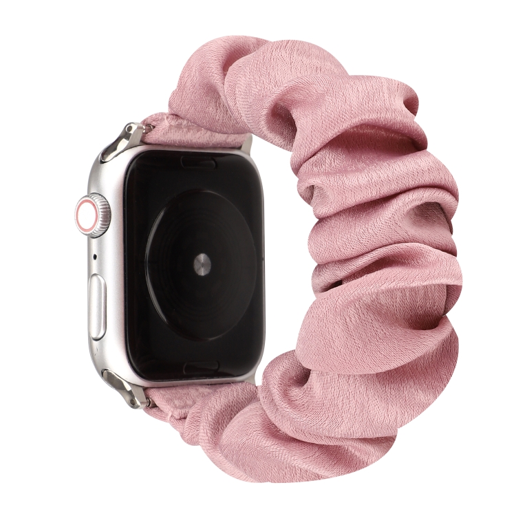 

For Apple Watch Series 6 & SE & 5 & 4 44mm / 3 & 2 & 1 42mm Cloth + Stainless Steel Hair Ring Watchband(Light Red)