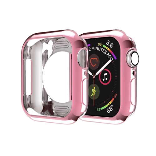 

For Apple Watch Series 3 & 2 & 1 38mm Plating TPU Round Hole Hollowing Protective Case(Pink)